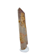 Load image into Gallery viewer, Rare raw pink Lithium quartz pointZF27 with crystal info card
