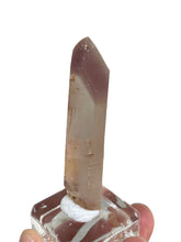 Load image into Gallery viewer, Rare raw pink Lithium quartz pointZF27 with crystal info card
