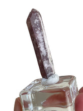 Load image into Gallery viewer, Rare raw pink Lithium quartz point ZF28 with crystal info card
