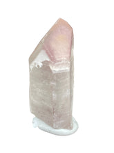 Load image into Gallery viewer, Rare raw pink Lithium quartz point ZF30 with crystal info card
