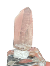 Load image into Gallery viewer, Rare raw pink Lithium quartz point ZF31 with crystal info card
