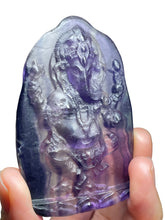 Load image into Gallery viewer, Rainbow fluorite Ganesha with crystal info card and acrylic stand ZF32
