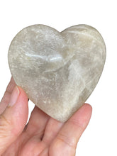 Load image into Gallery viewer, White Moonstone heart with crystal info card S23Q
