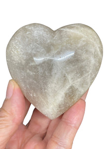 White Moonstone heart with crystal info card S23Q