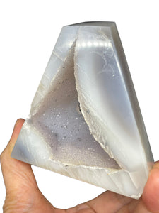 Super Sparkly agate druzy sacred geometry triangle free form portal crystal info card T105