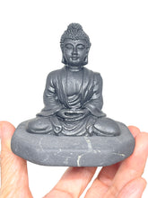 Load image into Gallery viewer, Shungite carved Buddha with crystal info card  protection altar ZF39
