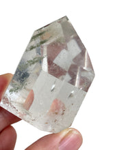 Load image into Gallery viewer, 47mm Brazilian Clear quartz with chlorite phantom inclusions and crystal info card S15Q
