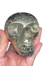 Load image into Gallery viewer, Pyrite skull from Peru abundance ancestral healing ZF41 with crystal info card
