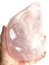 Load image into Gallery viewer, Incredible Rose Quartz carved Lord Ganesha ZF52 with custom stand
