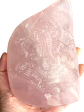 Load image into Gallery viewer, Incredible Rose Quartz carved Lord Ganesha ZF52 with custom stand
