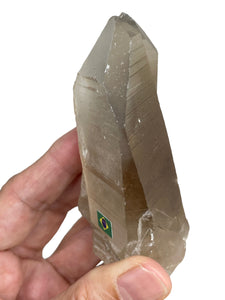 84mm Raw Smoky Lemurian seed quartz twin from Brazil with crystal info card ZF74