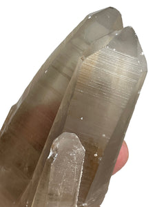 84mm Raw Smoky Lemurian seed quartz twin from Brazil with crystal info card ZF74
