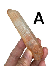 Load image into Gallery viewer, Tangerine Raw Lemurian quartz generator with crystal info card ZF73
