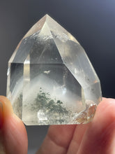 Load image into Gallery viewer, 44mm Brazilian Clear quartz with chlorite phantom inclusions and crystal info card ZF82
