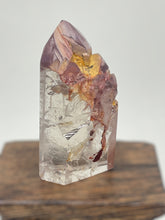 Load image into Gallery viewer, Rare Polished Pink Lithium quartz point ZF85 with crystal info card
