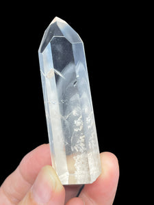 Rare Brazilian Clear quartz tower multiple white phantoms generator with crystal info card  ZF86