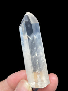 Rare Brazilian Clear quartz tower multiple white phantoms generator with crystal info card  ZF86