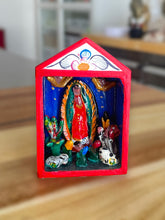 Load image into Gallery viewer, Hand crafted Our Lady of Guadalupe Mary mini altar by Peruvian artist ZF88
