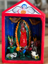 Load image into Gallery viewer, Hand crafted Our Lady of Guadalupe Mary mini altar by Peruvian artist ZF88
