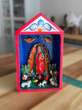 Load image into Gallery viewer, Medium size Hand crafted Our Lady of Guadalupe Mary mini altar by Peruvian artist ZF89
