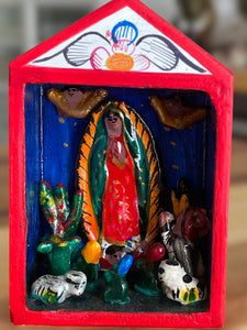 Medium size Hand crafted Our Lady of Guadalupe Mary mini altar by Peruvian artist ZF89