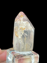 Load image into Gallery viewer, Rare Polished Pink Lithium quartz point ZF90 with crystal info card
