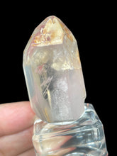 Load image into Gallery viewer, Rare Polished Pink Lithium quartz point ZF90 with crystal info card
