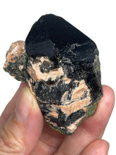 Load image into Gallery viewer, Rare Morion Black smoky quartz Point with epidote from Inner Mongolia ZB12
