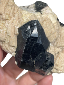 Rare Morion Black smoky quartz  in matrix from Inner Mongolia ZB13