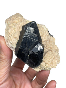 Rare Morion Black smoky quartz  in matrix from Inner Mongolia ZB13