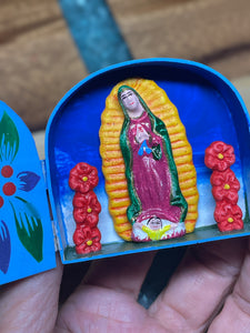 Hand crafted Our Lady of Guadalupe Mary mini altar by Peruvian artist ZB14