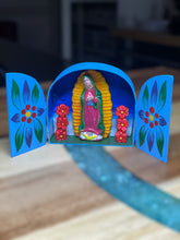 Load image into Gallery viewer, Hand crafted Our Lady of Guadalupe Mary mini altar by Peruvian artist ZB14
