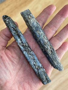 Set of 2 Blue Kyanite with mica from Zambia ZB18 with info card