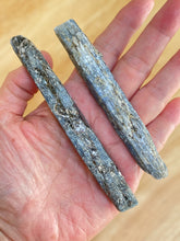 Load image into Gallery viewer, Set of 2 Blue Kyanite with mica from Zambia ZB18 with info card

