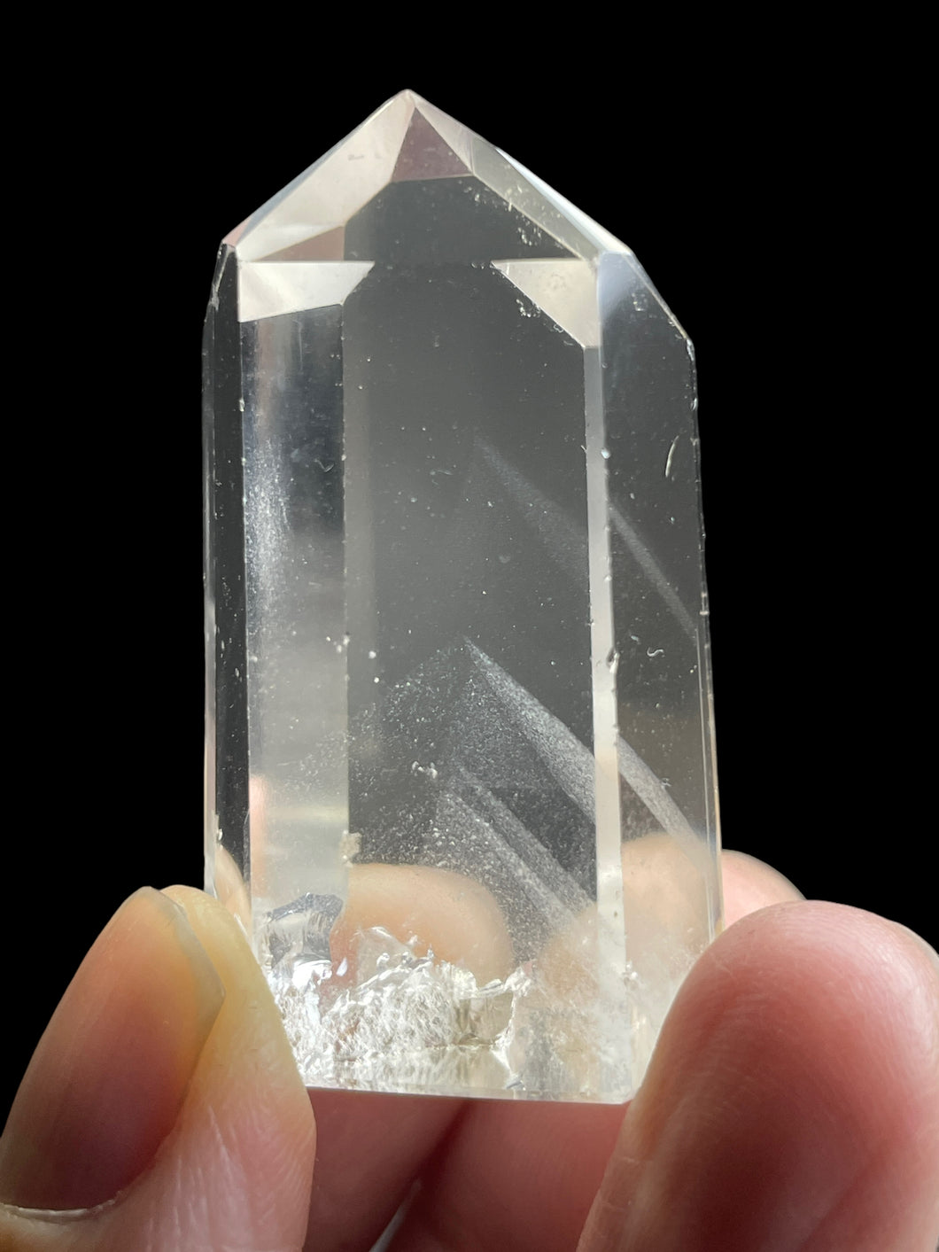 Brazilian Clear quartz tower white phantom generator with crystal info card ZB19