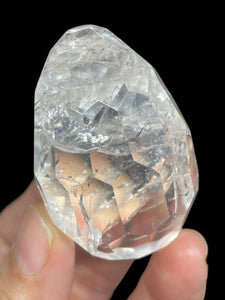 Brazilian Clear quartz flame Clarity faceted egg ZB21 with crystal info card