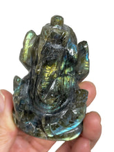 Load image into Gallery viewer, Labradorite carved Ganesha with crystal info card ZB31
