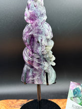Load image into Gallery viewer, Rainbow Fluorite Eagle with Snake Carving One of a kind - The7directions

