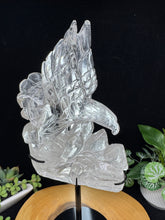 Load image into Gallery viewer, 11 1/2&quot; Clear Quartz Eagle Carving on Custom Stand – SZ94
