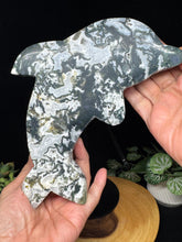 Load image into Gallery viewer, Moss Agate Dolphin Spirit Animal SZ15 Harmony • Flow • Emotional Balance
