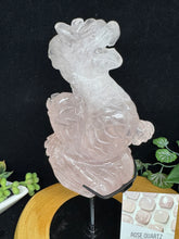 Load image into Gallery viewer, 9.5&quot;  Rose Quartz Dragon Carving on Custom Stand SZ19 Love stone
