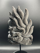 Load image into Gallery viewer, Epic Silver Sheen Obsidian Nine-Tail Fox Carving SZ47
