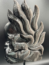 Load image into Gallery viewer, Epic Silver Sheen Obsidian Nine-Tail Fox Carving SZ47
