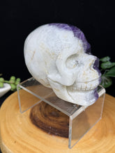 Load image into Gallery viewer, 2.1 lb Incredible Yin Yang Quartz Amethyst Skull SZ63 Balance • Duality • Higher Alignment
