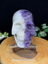 Load image into Gallery viewer, 2.1 lb Incredible Yin Yang Quartz Amethyst Skull SZ63 Balance • Duality • Higher Alignment
