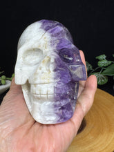 Load image into Gallery viewer, 2.1 lb Incredible Yin Yang Quartz Amethyst Skull SZ63 Balance • Duality • Higher Alignment
