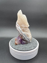 Load image into Gallery viewer, 1.1 lb Amethyst Lace Agate Wolf Carving SZ67 Intuition • Guardianship • Inner Strength
