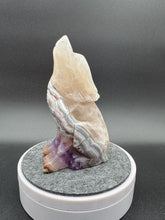Load image into Gallery viewer, 1.1 lb Amethyst Lace Agate Wolf Carving SZ67 Intuition • Guardianship • Inner Strength
