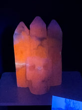 Load image into Gallery viewer, Rare UV Reactive Kunzite 3-Point Skull Carving — Amazing Glow! SZ83
