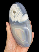 Load image into Gallery viewer, Blue orca agate free form with druzy and crystal info card ZB36
